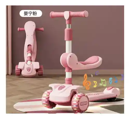 Patineta Scooter Musical 3 En 1 Luces Edicion Especial Niños Rosa