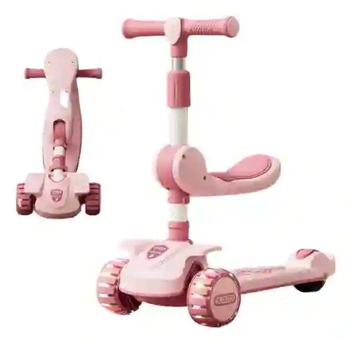 Patineta Scooter Musical 3 En 1 Luces Edicion Especial Niños Rosa