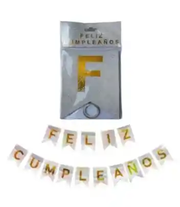 Festón Letrero Banderín Feliz Cumpleaños Metalizado / Glitter Letrero Banner Color Plateado