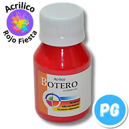 Tarro Pintura Acrilica Botero 60ml Rojo Fiesta