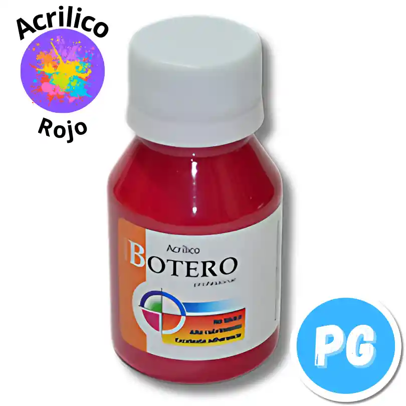 Tarro Pintura Acrilica Botero 60ml Rojo