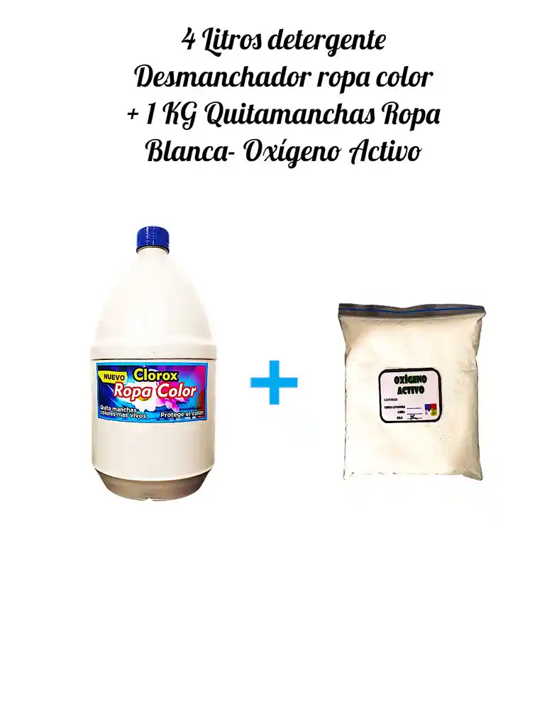 Combo Detergente Desmanchador Ropacolor X 4l Aroma Floral + Quitamanchas Ropa Blanca Oxigeno Activo X Kg