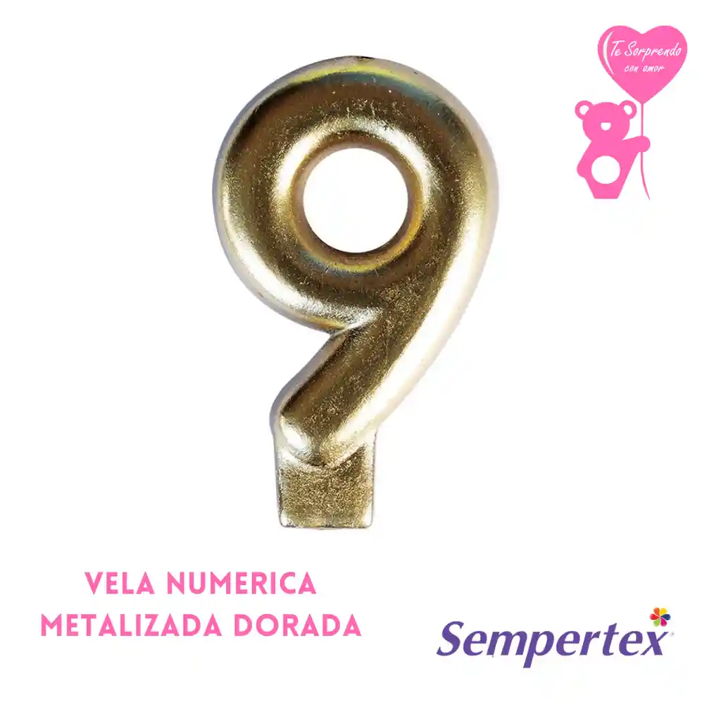Vela Numero Dorada #9 Sempertex