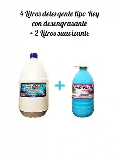 Combo Detergente Ropa Con Desengrasante Tipo Rey X 4l + Suavizante X 2l Aroma Floral
