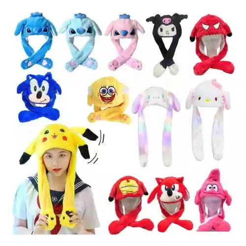 Gorro Orejas Sombrero Peluche Luz Luces Led Kuromi Pikachu Sonic