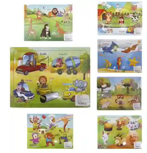 Juego Rompecabezas De Animales En Madera Juguete Didactico - 22.5 X 30 Cm