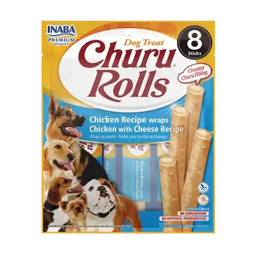 Dog Snack Churu Rolls 8p Pollo - Queso 96gr