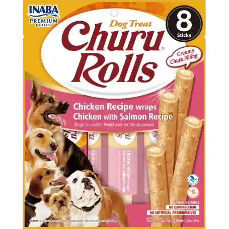 Dog Snack Churu Rolls 8p Pollo - Salmon 96gr