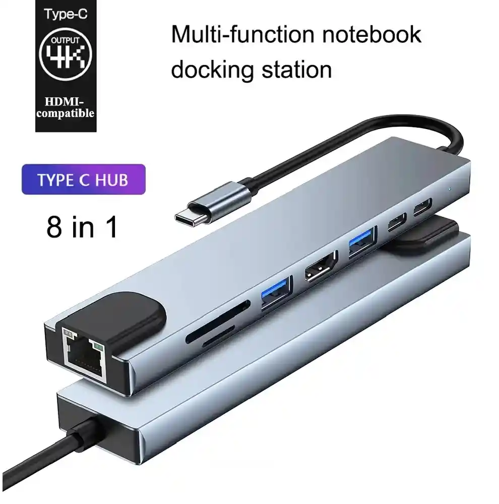 Convertidor Usb C Hub Tipo C Divisor Thunderbolt 3 8 En 1