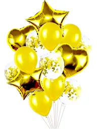 Buquet Globos Dorado Kit X 14 Unidades