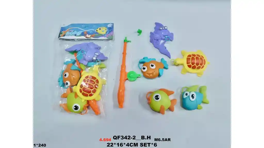 Juego Peces, Animales Marinos Juguete Caña Pescar X6 Figuras