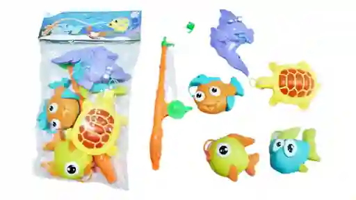 Juego Peces, Animales Marinos Juguete Caña Pescar X6 Figuras