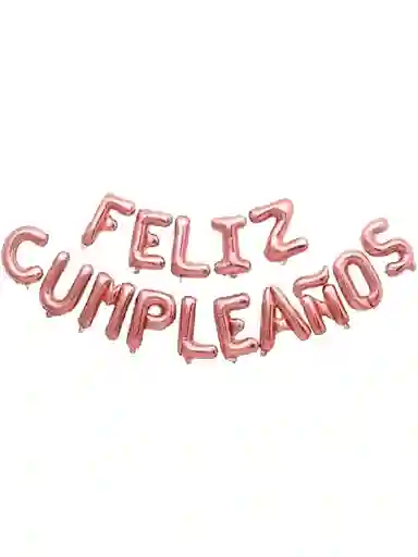 Feliz Cumpleaños Globos Letras Oro Rosa Letrero Metalizado