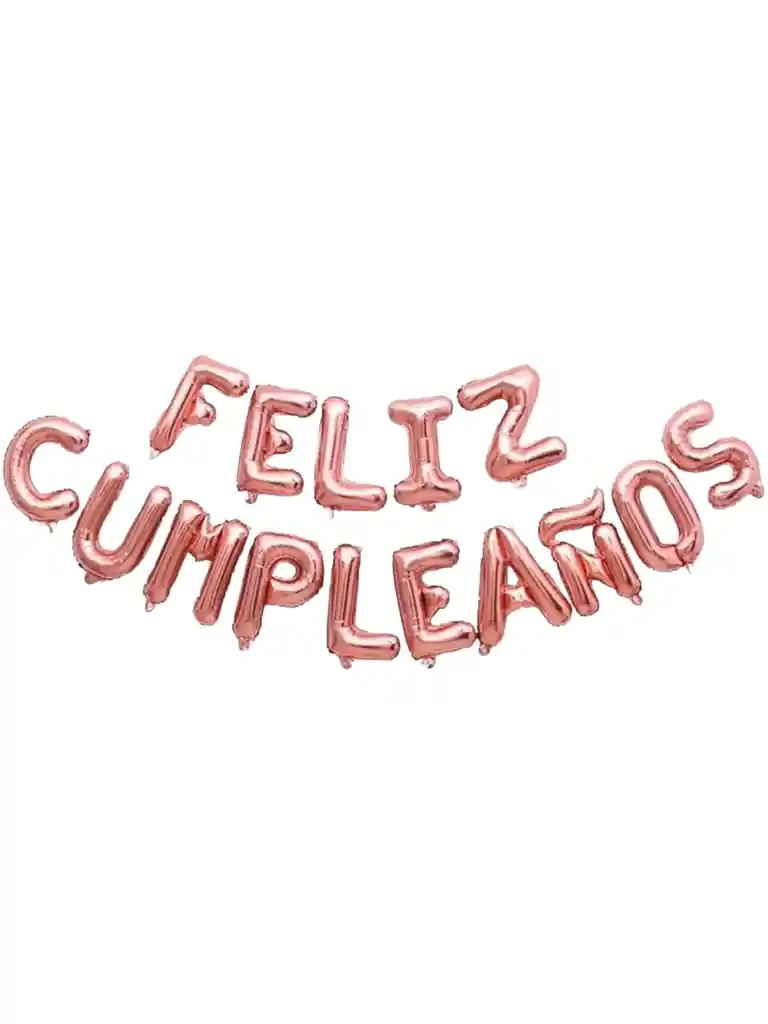Feliz Cumpleaños Globos Letras Oro Rosa Letrero Metalizado