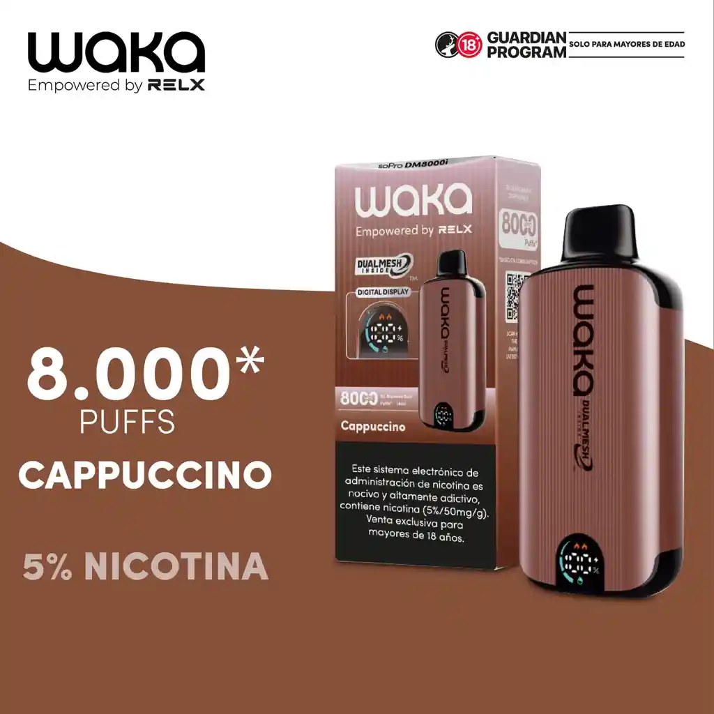 Waka Smart Vape Capuchino 5% 8.000 Puffs A Domicilio