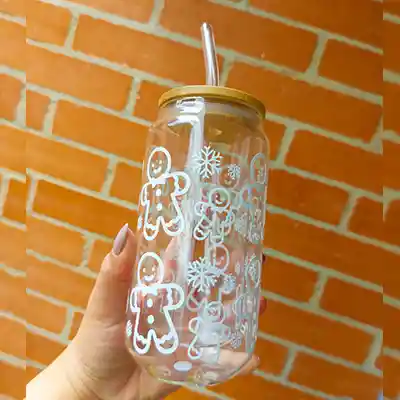 Vaso Pitillo De Cristal Navidad