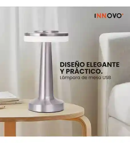 Lámpara De Mesa Led Recargable 3 Tonos Táctil Innovo Home