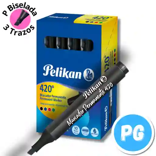 Caja De Marcador Pelikan Permanente Punta Ancha X10 Unidades Negras Ref 420