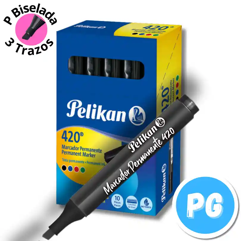 Caja De Marcador Pelikan Permanente Punta Ancha X10 Unidades Negras Ref 420