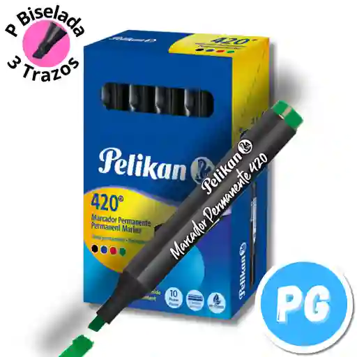 Caja De Marcador Pelikan Permanente Punta Ancha X10 Verde Oscuro Ref 420