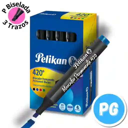 Caja De Marcador Pelikan Permanente Punta Ancha X10 Azul Oscuro Ref 420