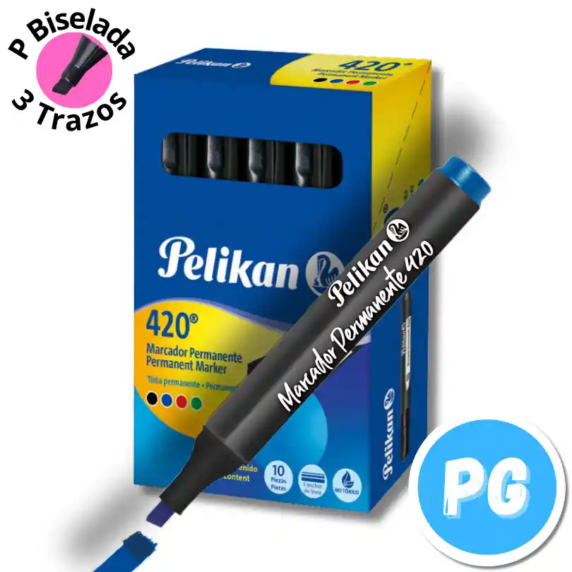 Caja De Marcador Pelikan Permanente Punta Ancha X10 Azul Oscuro Ref 420