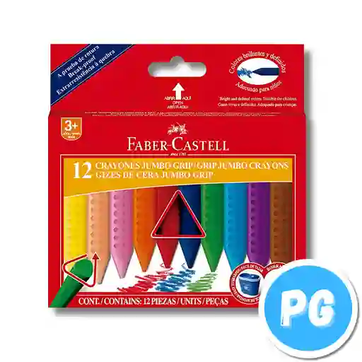 Paquete Creyon Faber Castell X12 Unds Jumbo Grip