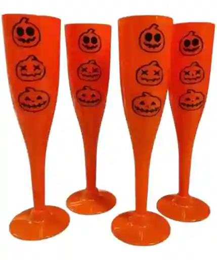 Decoracion Halloween Copas Calabaza *4 Und Champaña