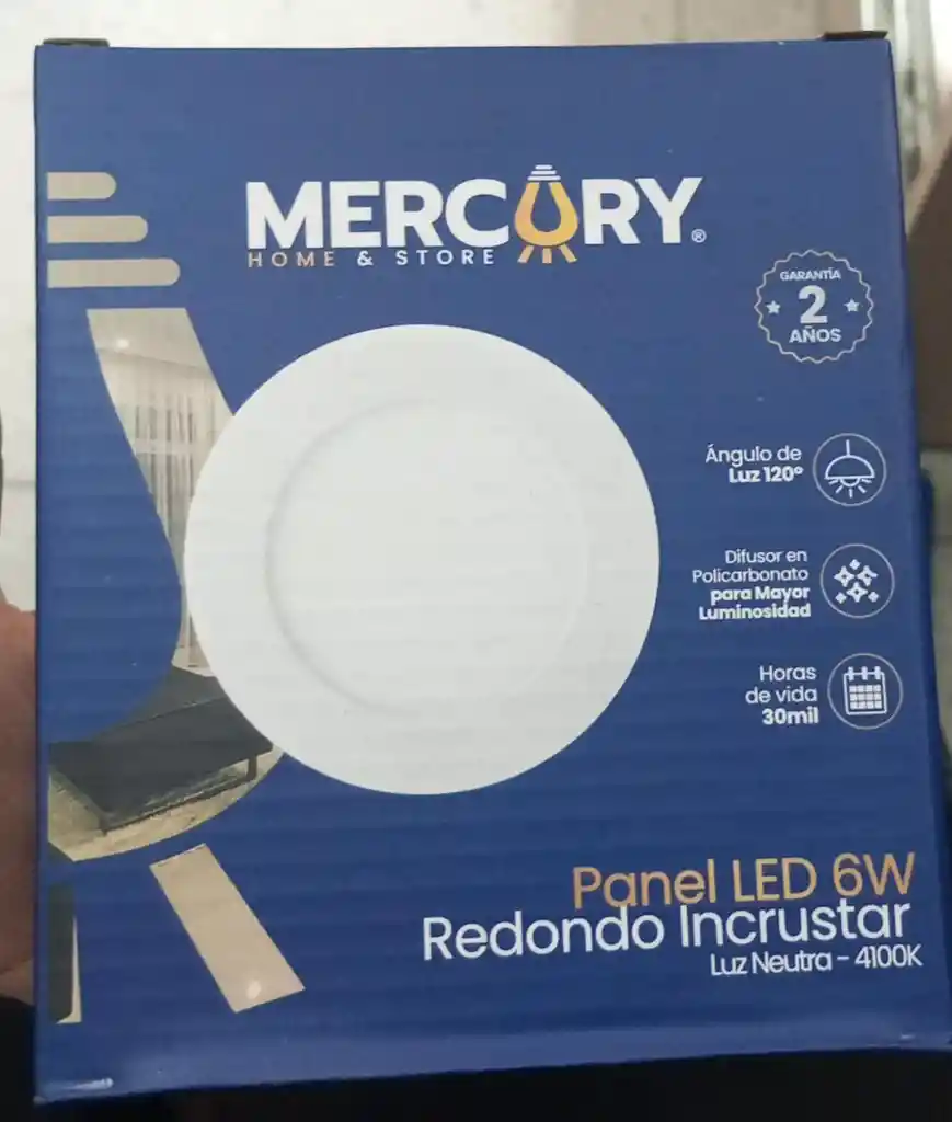 Panel Led Redondo 6w Incrustar Luz Blanca