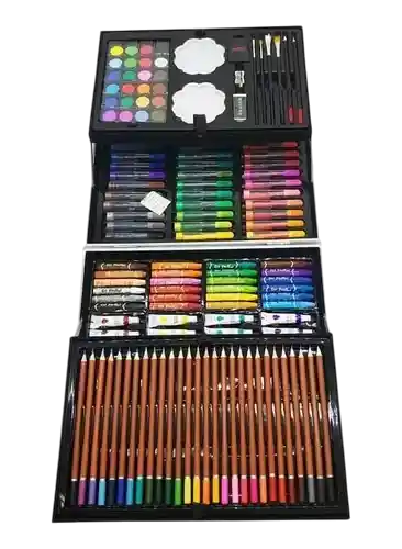 Set Kit Creativo Arte Dibujo Maleta Metálica Para Niñas X 145pcs