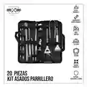 Set Utensilios Asados Infaltables 20 Pz Acero Inoxidable