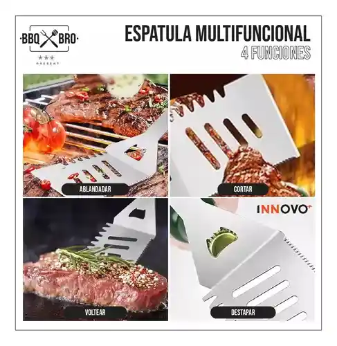 Set Utensilios Asados Infaltables 20 Pz Acero Inoxidable