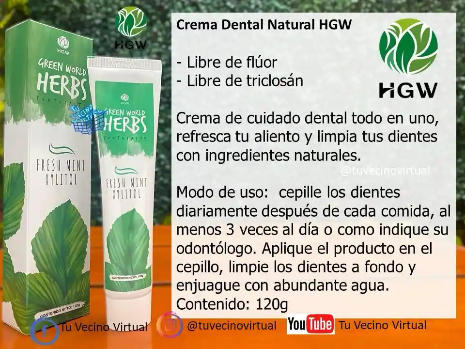 Crema Dental Hgw Y Cepillo De Bambu