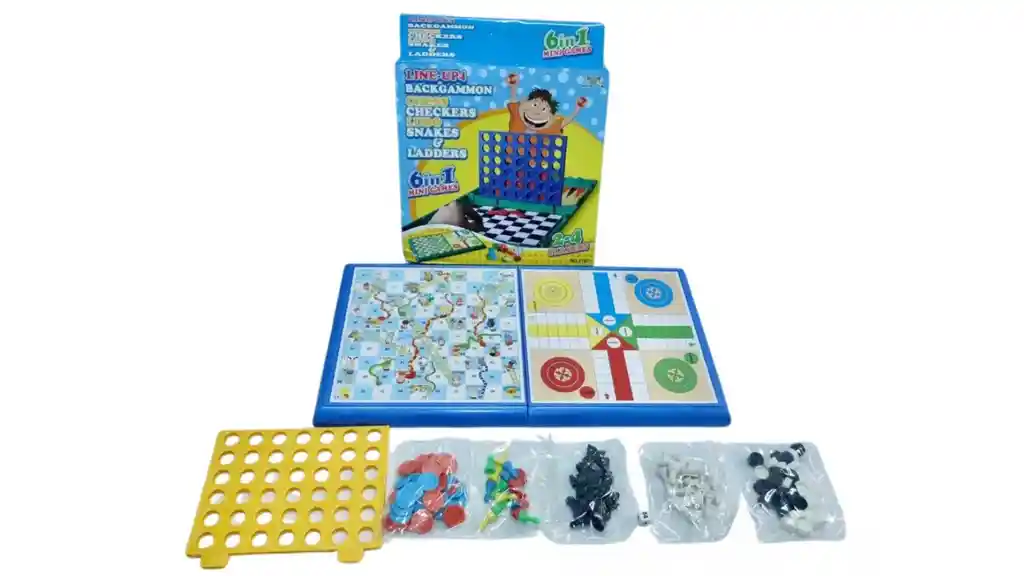 Juego 6 En 1 Juguetes Ajedrez Parques Escalera Rummi