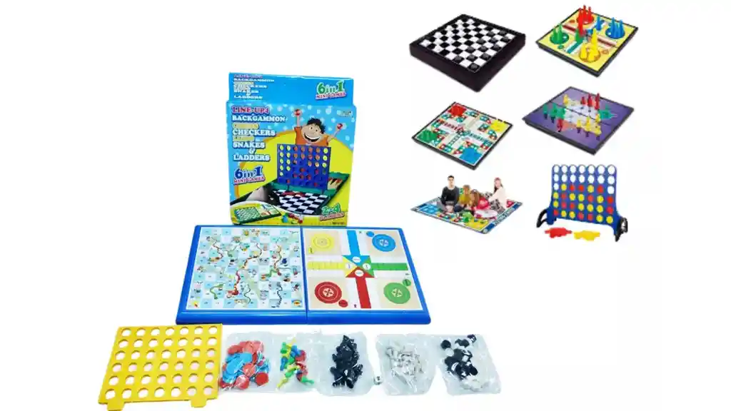 Juego 6 En 1 Juguetes Ajedrez Parques Escalera Rummi