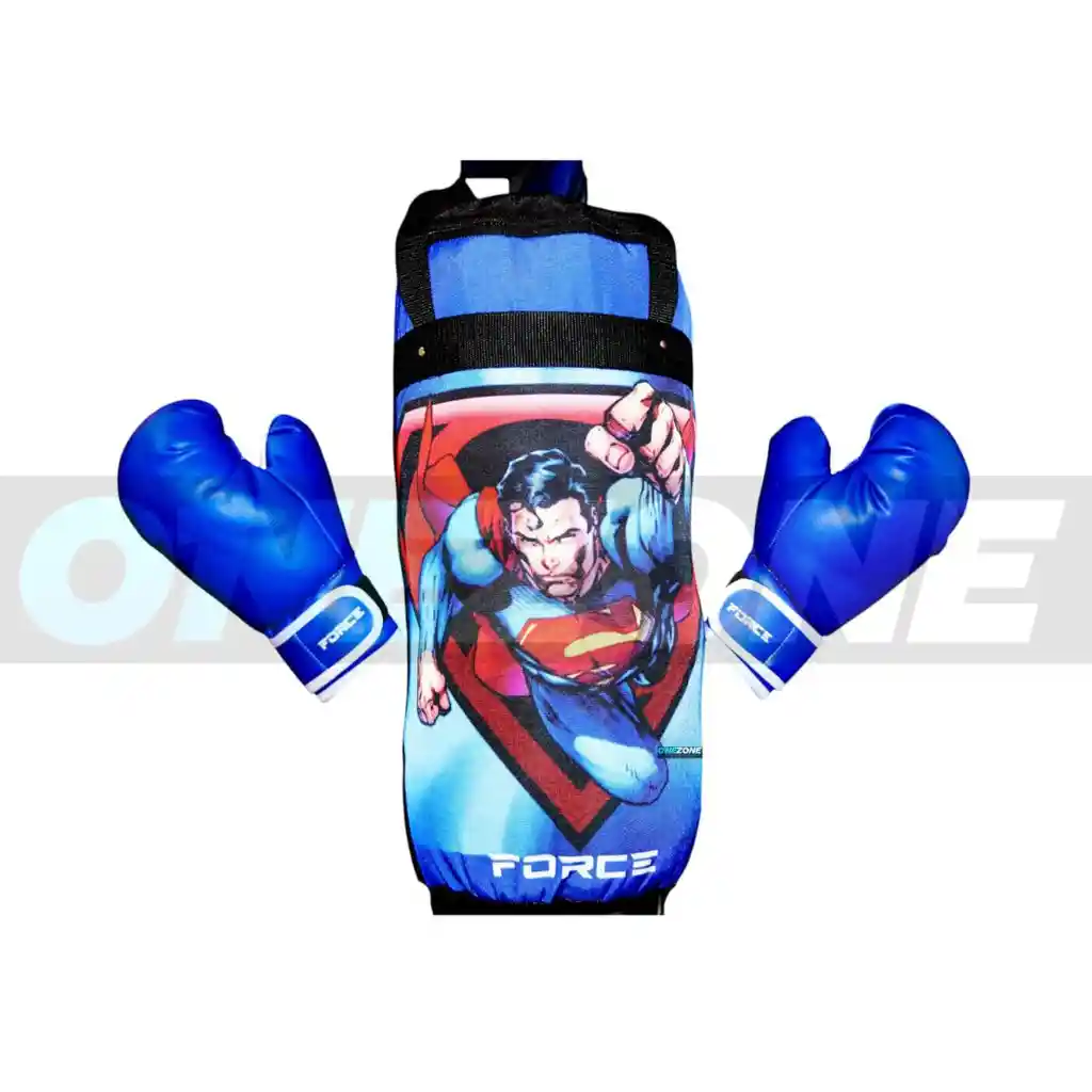 Kit Saco Boxeo Multidiseños + Guantes Para Niño, (infantil) Azul