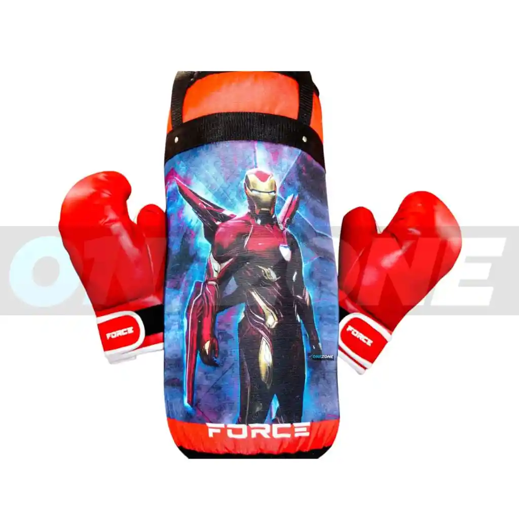 Kit Saco Boxeo Multidiseños + Guantes Para Niño, (infantil) Rojo