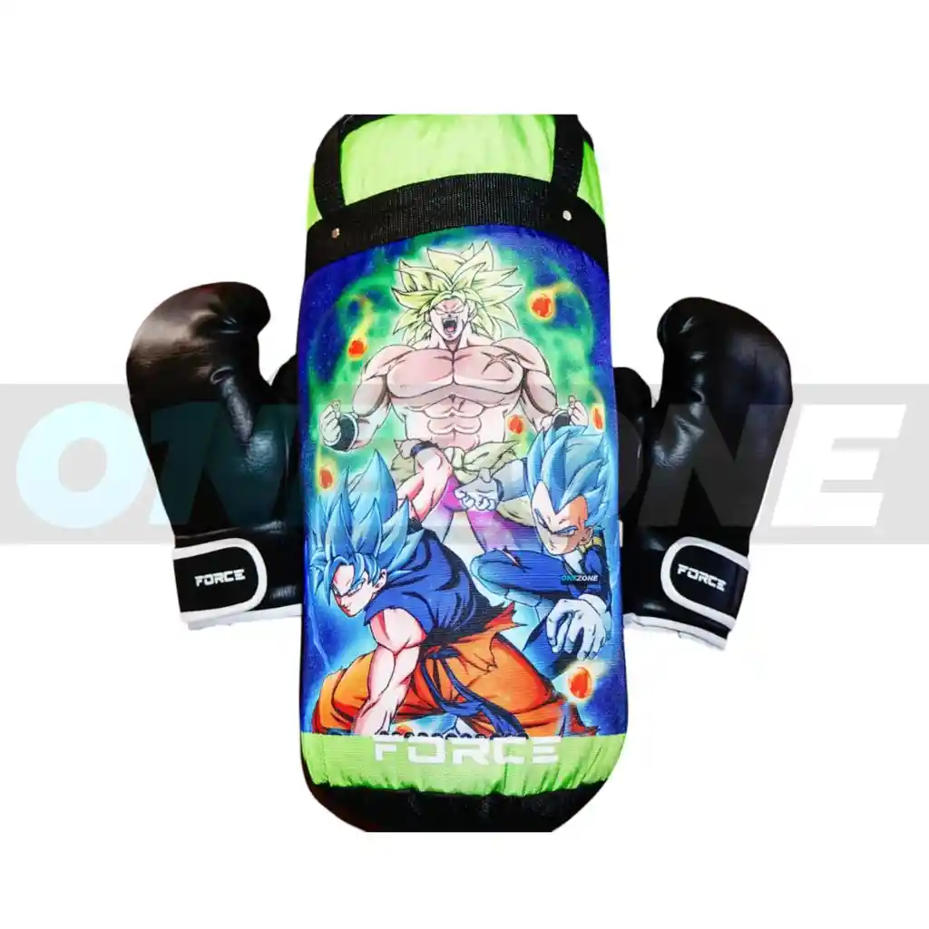 Kit Saco Boxeo Multidiseños + Guantes Para Niño, (infantil) Verde