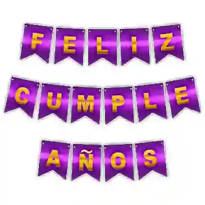 Bandelin Festón Feliz Cumpleaños Morado