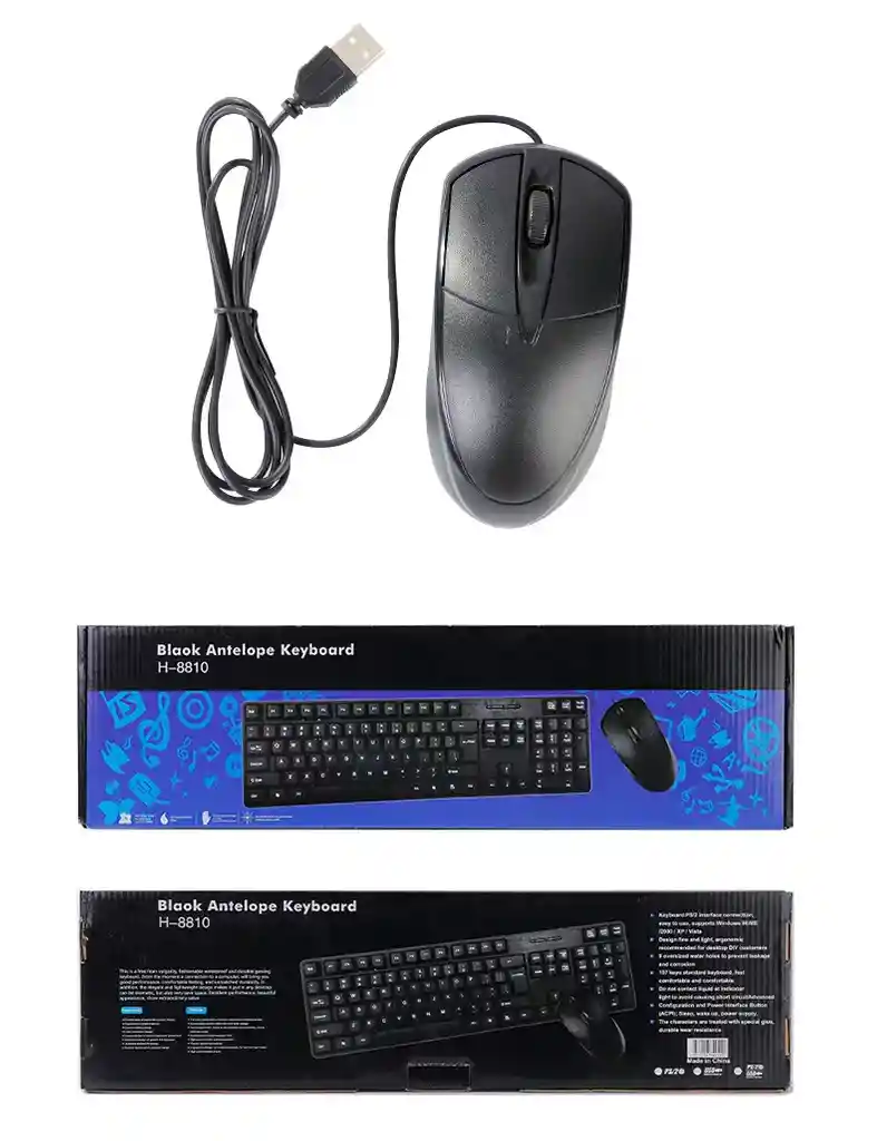 Combo Mouse Y Teclado Alámbrico H-8810