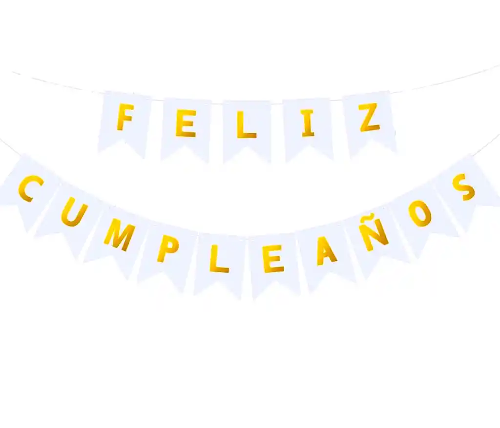 Banderín Festón Feliz Cumpleaños Blanco