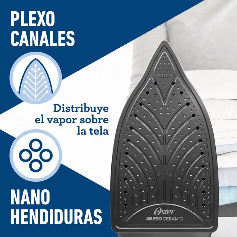 Plancha Aeroceramic Oster Azul Negro Punta Precisión