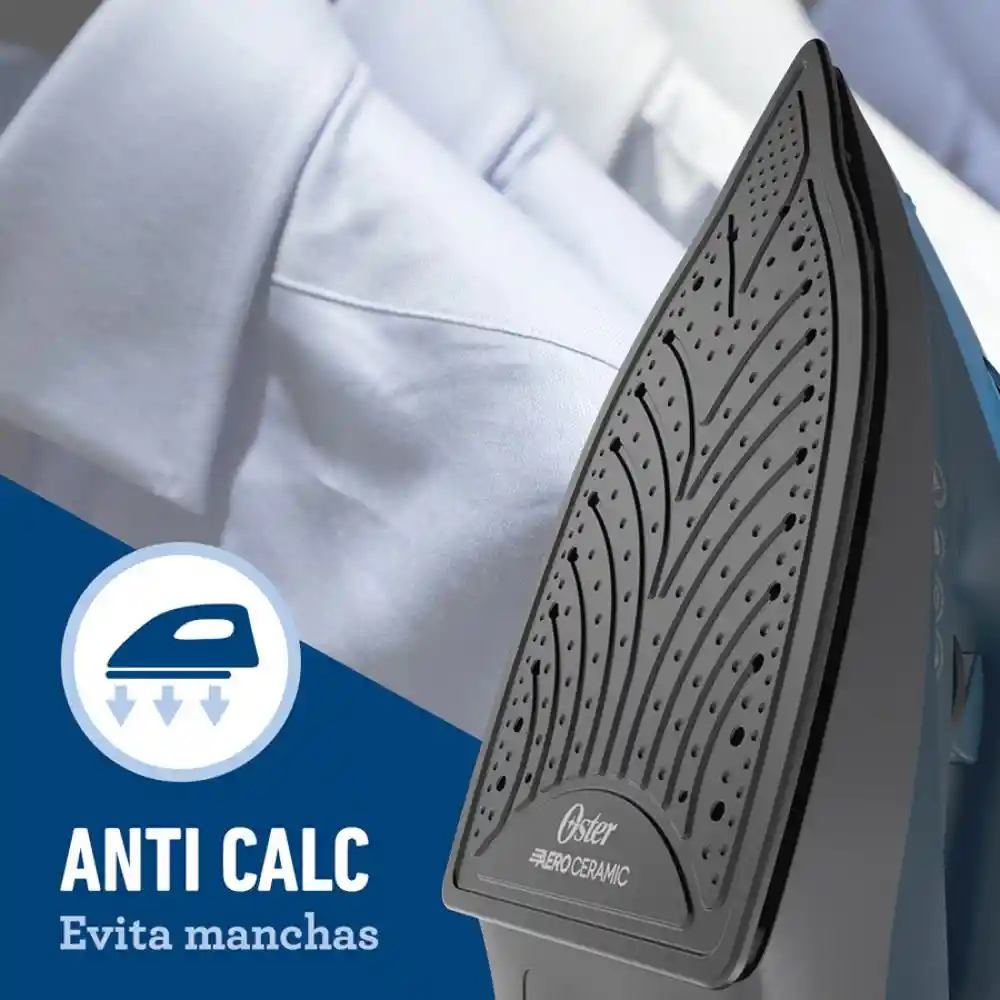 Plancha Aeroceramic Oster Azul Negro Punta Precisión