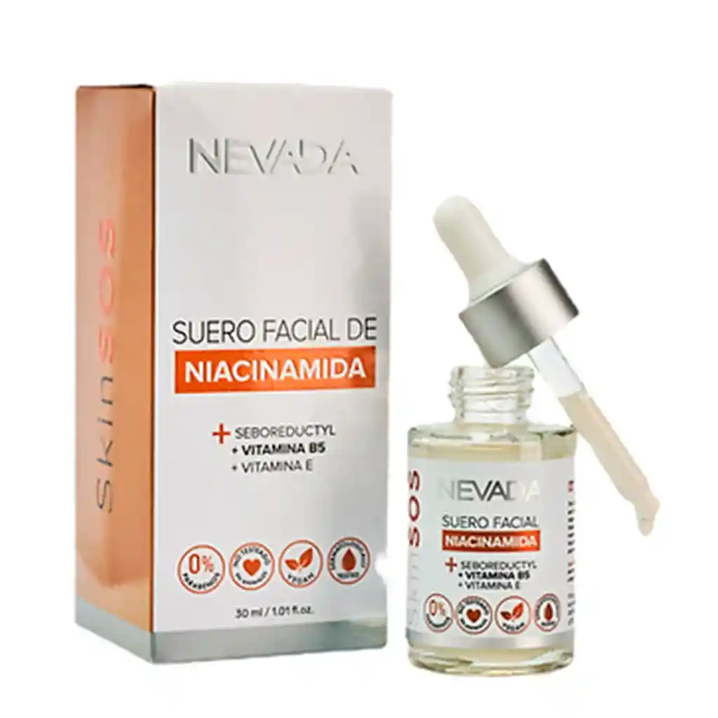 Nevada Suero Facial Niacinamida + Seboreductyl + Vitaminas B5 + Vitamina E - 30 Ml