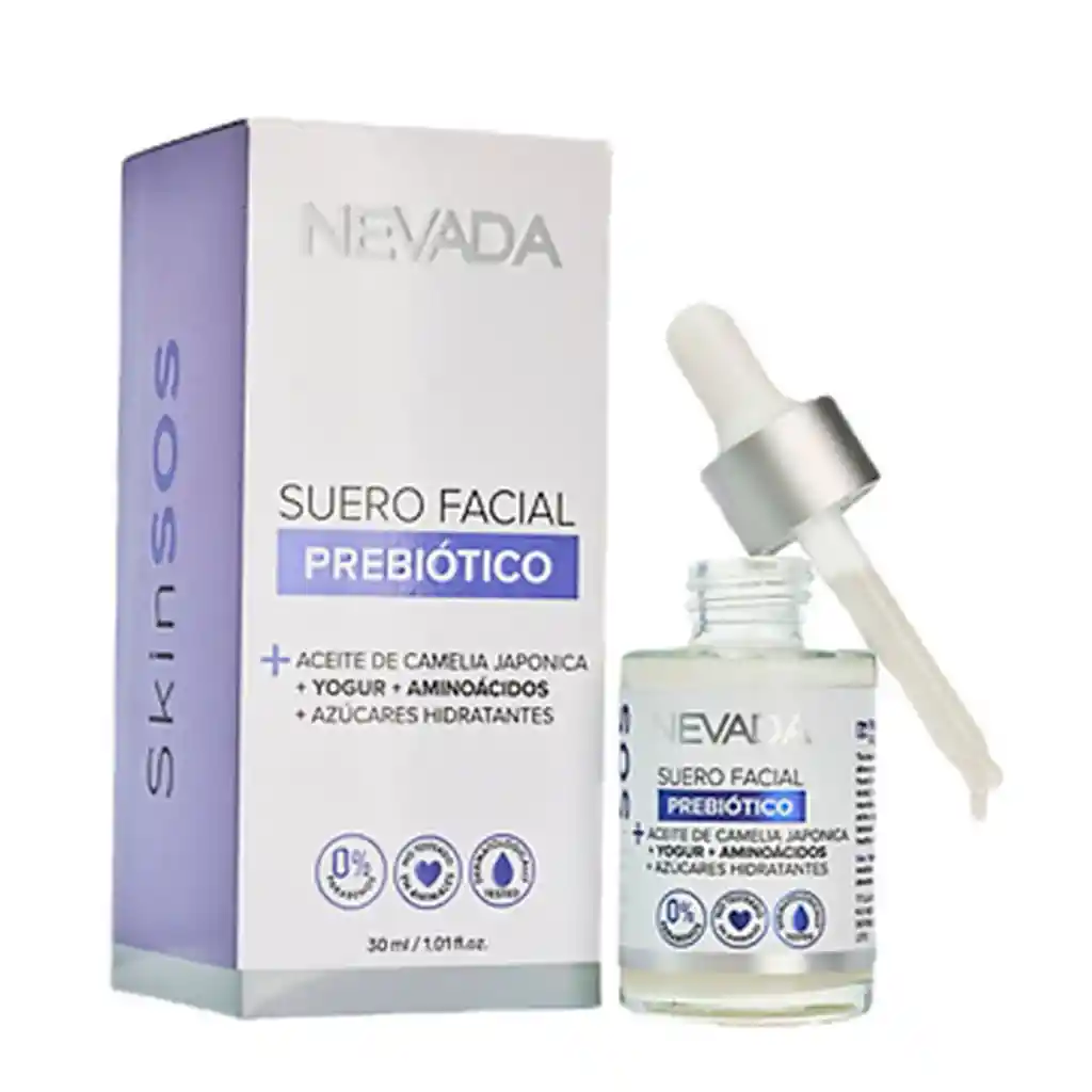 Nevada Suero Facial Prebiotico + Aceite De Camelia Japonica + Yogur + Aminoacidos + Azucares Hidratantes - 30 Ml