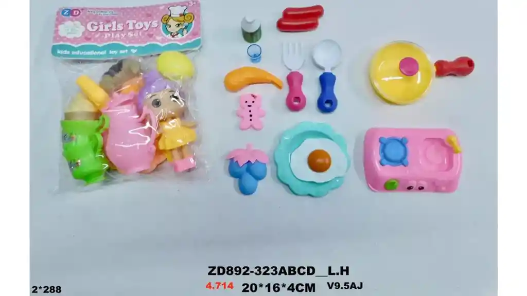 Juguete Muñecas Con Cocina Muñequitas Y Losa Chef