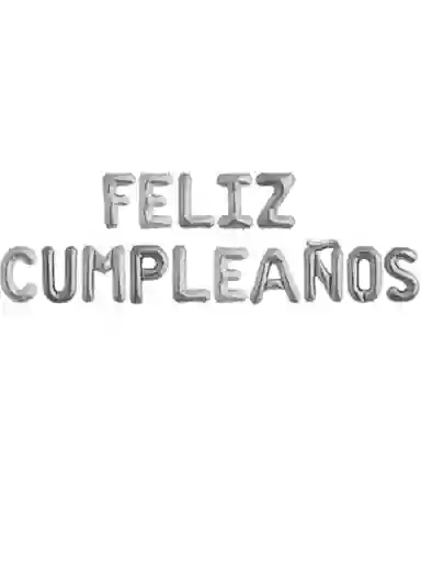 Set Globos Foil Feliz Cumpleaños Letras Plateados