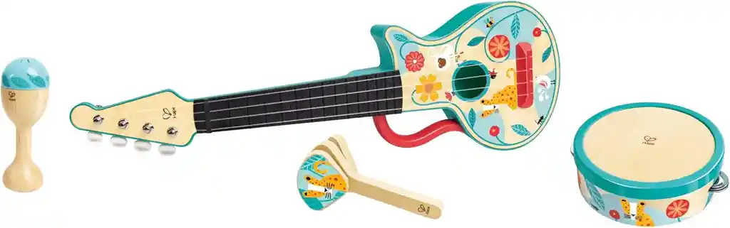 Juego Set Instrumentos Musicales 4 En 1 Madera Para Niños