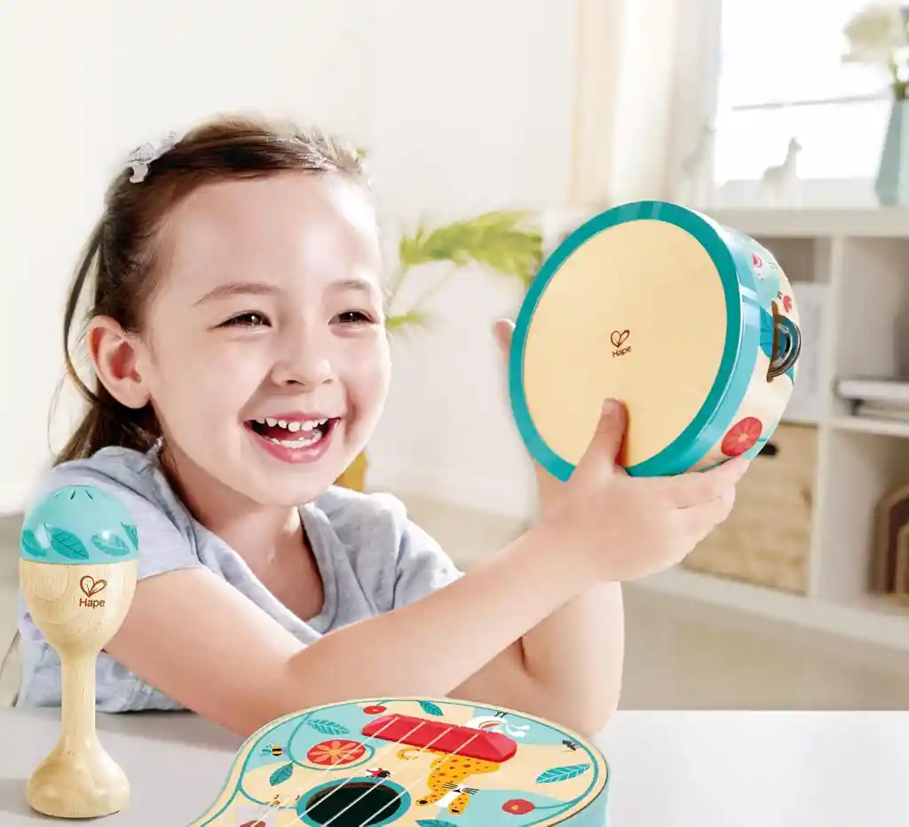 Juego Set Instrumentos Musicales 4 En 1 Madera Para Niños