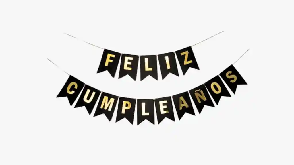 Kit Decoración Dorado Para Tu Cumpleaños Globos Cortina Letrero